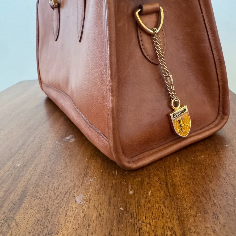 French Company Vintage Brown Leather Bag No Shoulder Strap - Picture 6 of 15